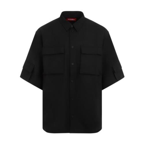 Zwarte Wollen Overhemd Met Zak 032c , Black , Heren