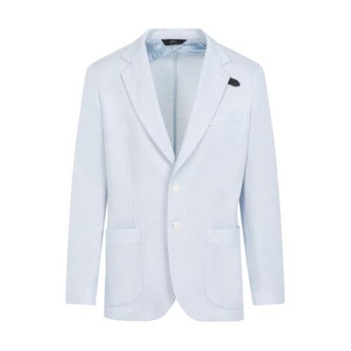 Blauwe Zijden Blazer Jas Brioni , Blue , Heren