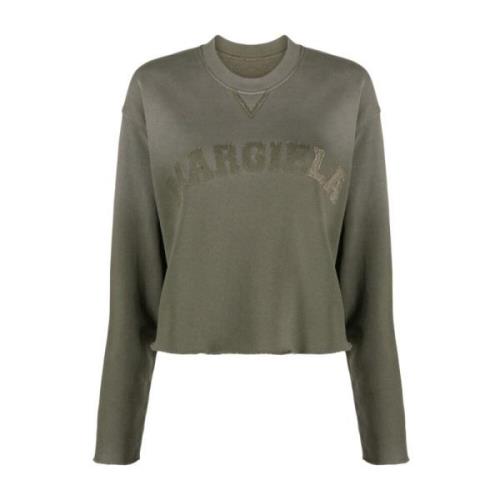 Olive Green Logo Patch Cropped Sweatshirt Maison Margiela , Green , Da...