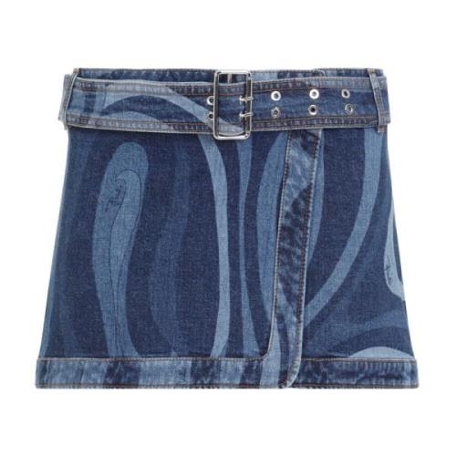 Blauwe Marmer Mini Rok Emilio Pucci , Blue , Dames