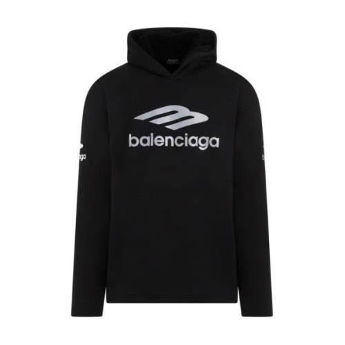 Zwarte Katoenen Hoodie Sweatshirt Ss24 Balenciaga , Black , Heren