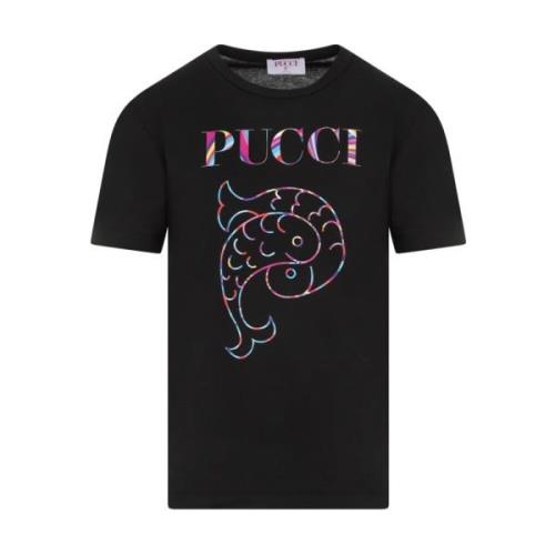 Zwart Katoenen Logo T-Shirt Emilio Pucci , Black , Dames