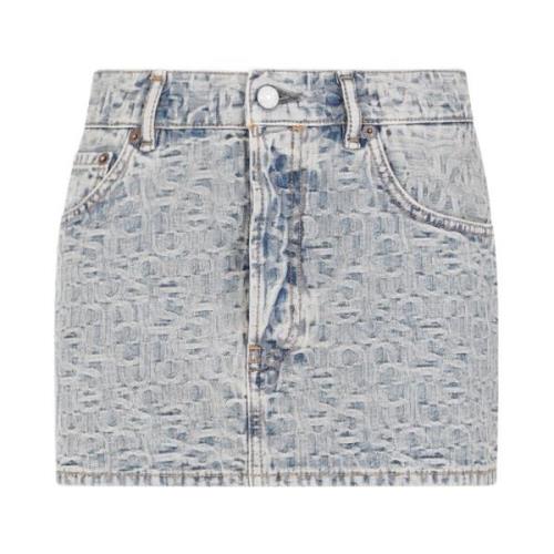 Blauwe Katoenen Rok Rechte Zoom Acne Studios , Blue , Dames