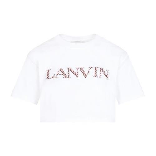 Wit Katoenen Geborduurd Crop T-shirt Lanvin , White , Dames