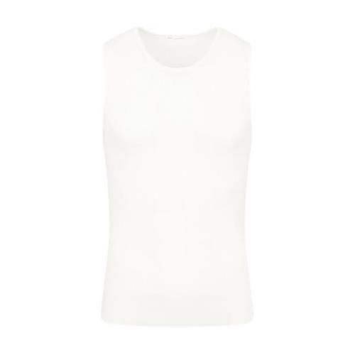 Ivory Viscose Tank Top Aw23 Ami Paris , Beige , Heren