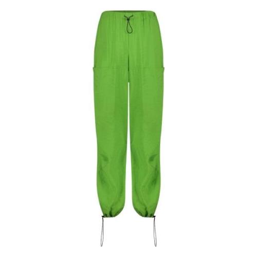 Groene Wijde Pijp Cupro Broek Jane Lushka , Green , Dames