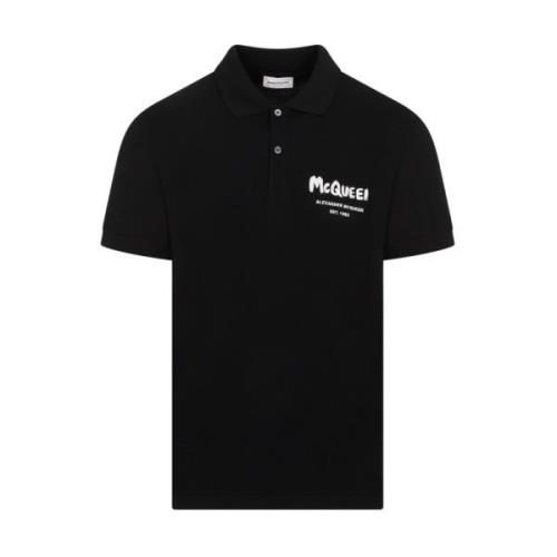 Zwarte Katoenen Poloshirt Alexander McQueen , Black , Heren