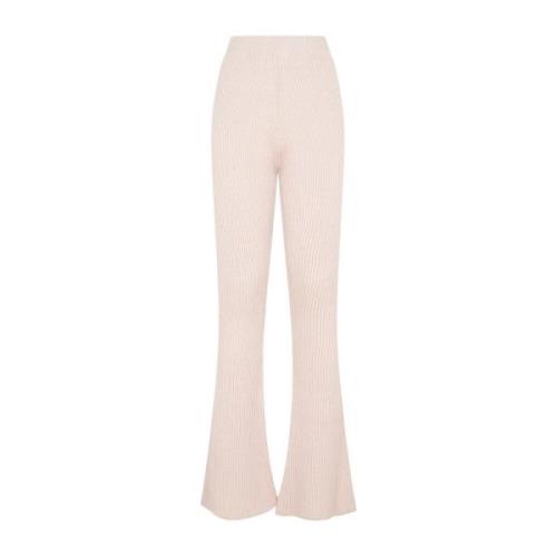 Nude Flare Gebreide Rib Wol Broek Peserico , Beige , Dames