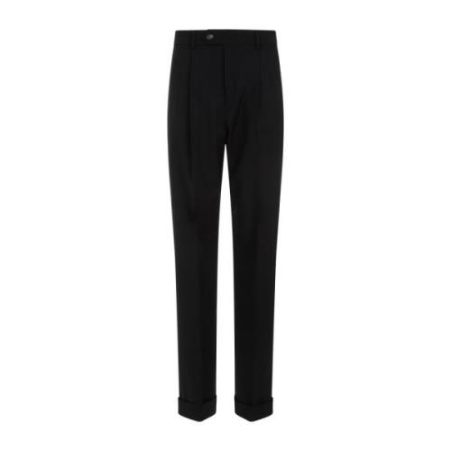 Zwarte wollen broek met omslagzoom Sportmax , Black , Dames