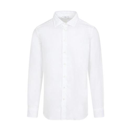 Witte Katoenen Overhemd met Golven Patroon Etro , White , Heren