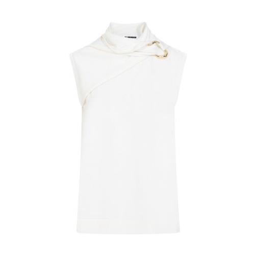 Witte Gedrapeerde Tanktop Jil Sander , White , Dames