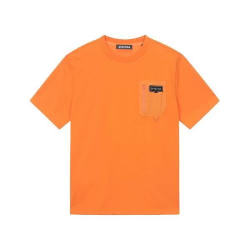 Oranje Vrijetijds T-shirt met Voorzak Duvetica , Orange , Heren