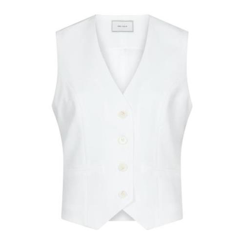 Melange Vest met Voorknopen Neo Noir , White , Dames