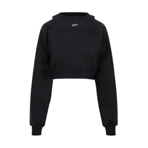 Zwarte Katoenen Crop Sweater Aw23 Off White , Black , Dames