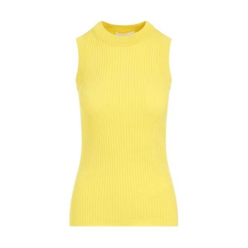 Geribbelde Gele Katoenen Top Sportmax , Yellow , Dames