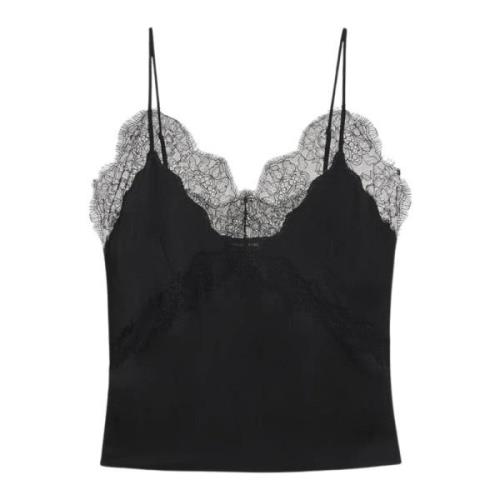 Zwarte Zijden Camisole met Verstelbare Bandjes Anine Bing , Black , Da...