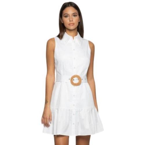 Witte Katoenen Jurk met Voorknoopsluiting Kocca , White , Dames