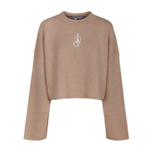 Beige Cropped Jumper met Anchor Logo JW Anderson , Beige , Dames