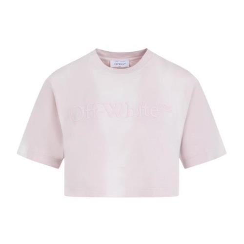 Roze Katoenen Cropped T-shirt Off White , Pink , Dames