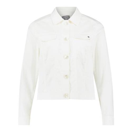 Stijlvolle Kraag Denim Jack Betty & Co , White , Dames