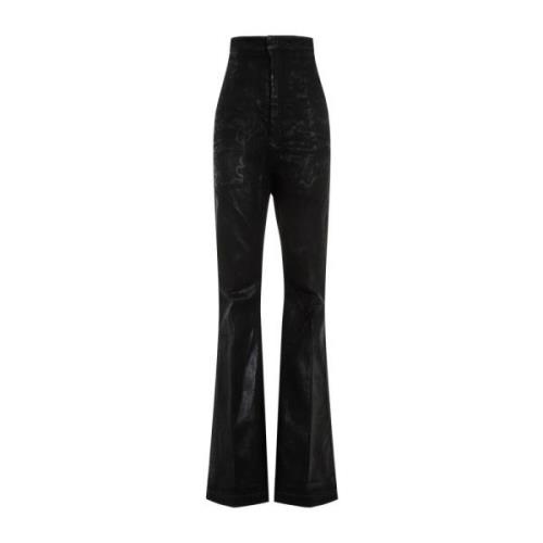 Zwarte Flared Hoge Taille Broek Rick Owens , Black , Dames