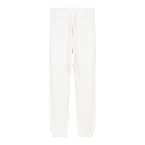 Beige 3D Diag Gebreide Broek Off White , Beige , Heren