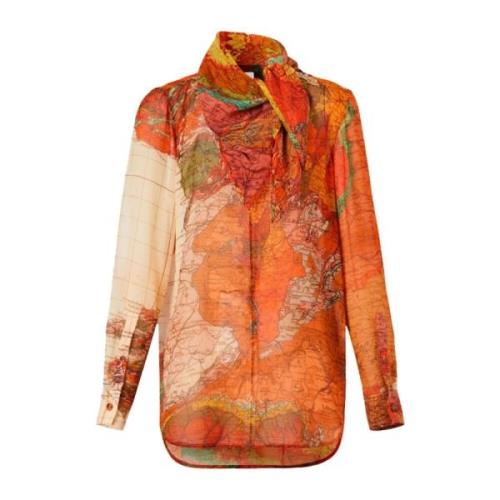 Zijden Dames Blouse Oranje Burberry , Multicolor , Dames