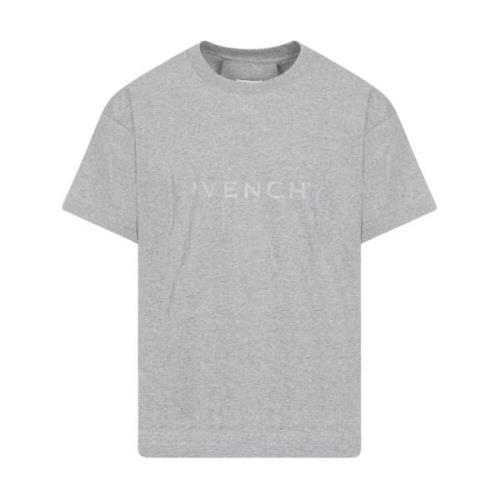 Grijze Melange Katoenen T-Shirt Korte Mouw Givenchy , Gray , Heren