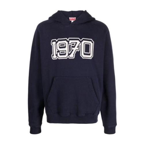 Frontaal Bedrukte Hoodie Sweatshirt met Maxi Zak Kenzo , Blue , Heren