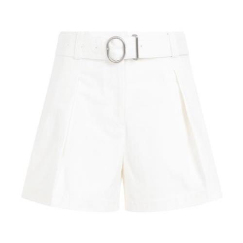 Witte Katoenen Hoge Taille Shorts Jil Sander , White , Dames