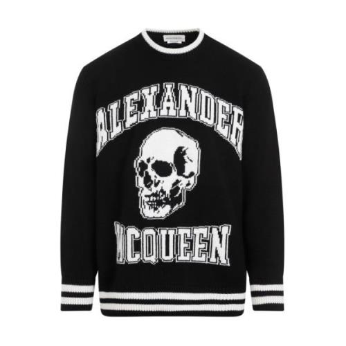 Zwarte Logo Wollen Trui Aw23 Alexander McQueen , Black , Heren