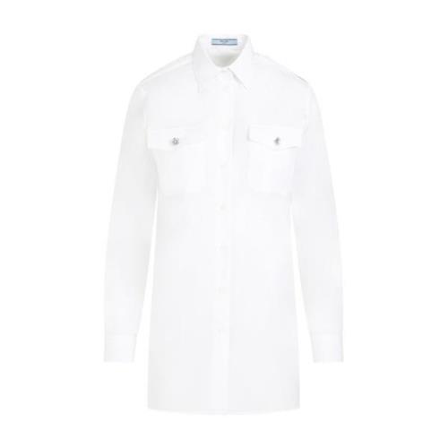 Witte Katoenen Shirt Damesmode Prada , White , Dames