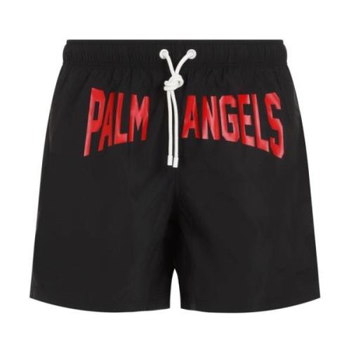 Zwarte Zwembroek Elastische Taille Rood Logo Palm Angels , Black , Her...