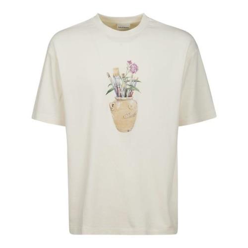 Korte Mouw Katoenen T-Shirt met Voorkant Print Drole de Monsieur , Whi...