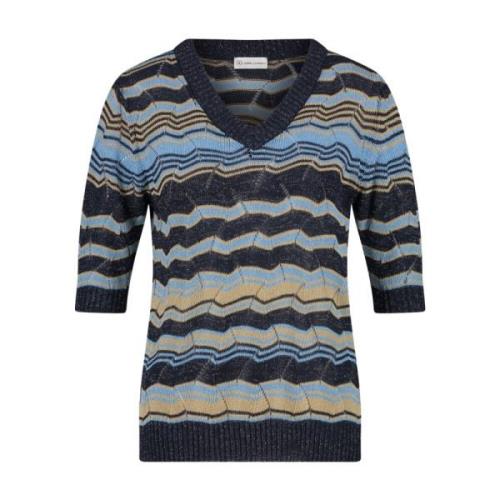 Chique Blauwe V-Hals Top Jane Lushka , Blue , Dames