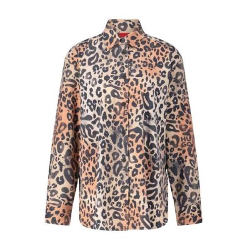 Leopard Print Oversized Boyfriend Blouse Hugo Boss , Multicolor , Dame...