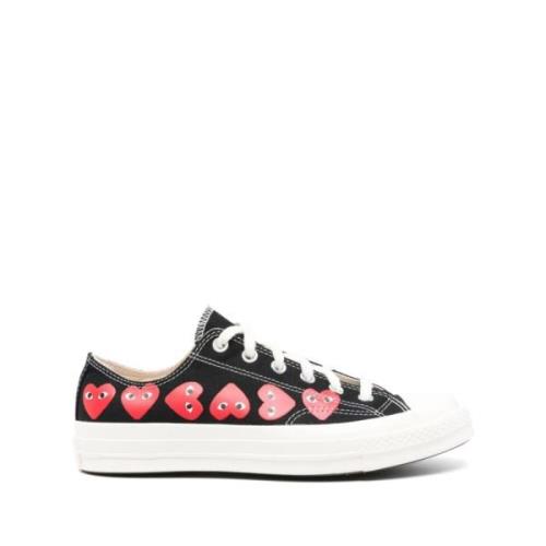 Zwarte Hart Sneakers Katoen Laag Veters Comme des Garçons Play , Black...