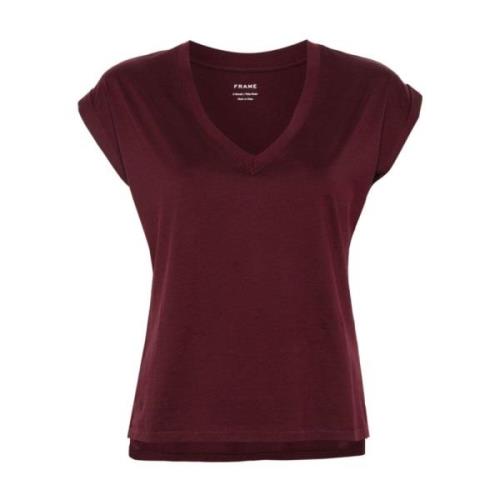 Bordeaux V-hals T-shirt Frame , Red , Dames