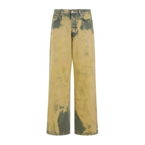 Gele & Oranje Wide-Leg Jeans Dries Van Noten , Multicolor , Heren