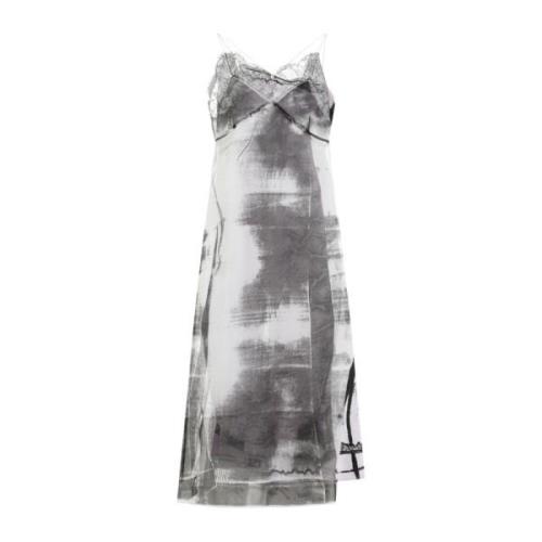 Lila Zijden Midi Jurk Maison Margiela , Gray , Dames