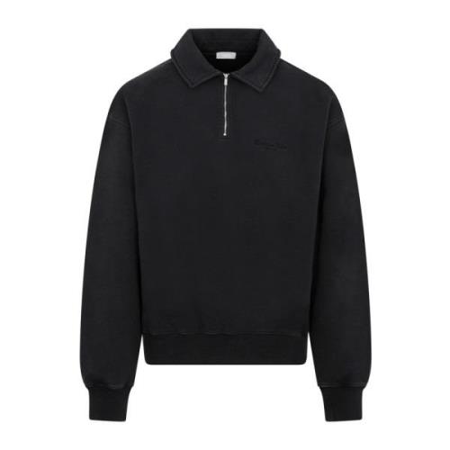 Zwarte Katoenen Sweatshirt Polo Kraag Dior , Black , Heren