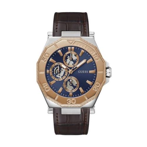 Multifunction Prime Leren Horloge Guess , Multicolor , Heren