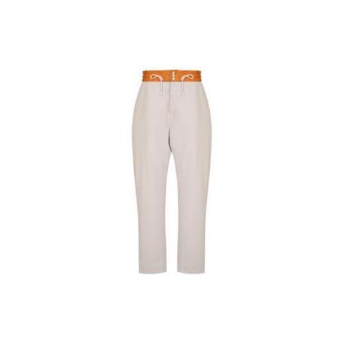 Sandy Beige & Orange Cropped Trousers Takaturna , Beige , Heren
