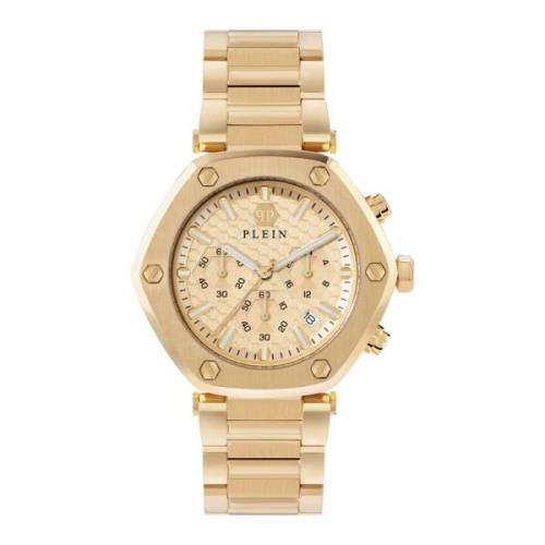 Hexagon Chrono Gouden Horloge Philipp Plein , Yellow , Heren