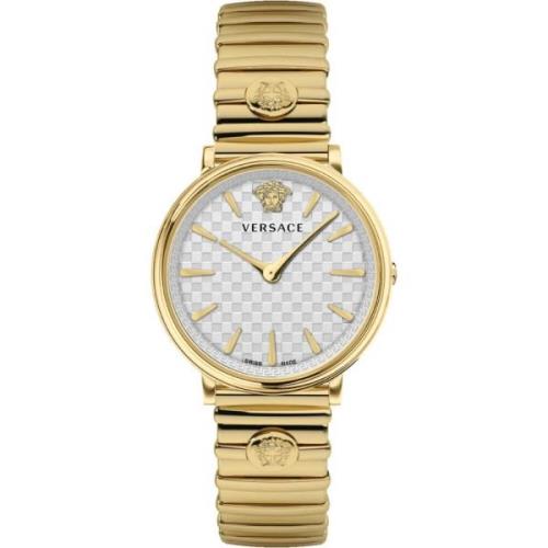 V-Circle Goud Roestvrij Stalen Horloge Versace , Yellow , Dames