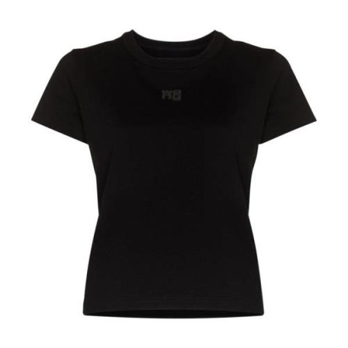 Zwarte Katoenen T-shirt met Logo Alexander Wang , Black , Dames