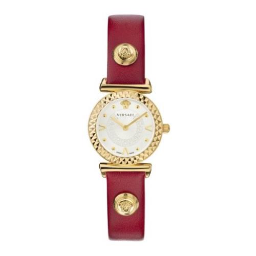 Mini Vanity Leren Horloge Rood Goud Versace , Multicolor , Dames