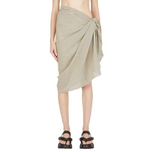 Geruite Sarong Zwemkleding Ziah , Beige , Dames