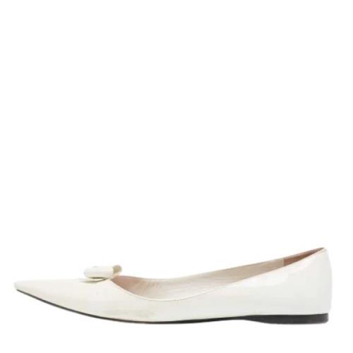 Pre-owned Leather flats Miu Miu Pre-owned , White , Dames