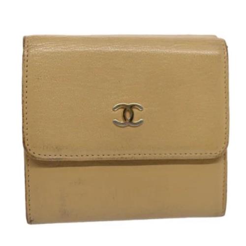 Pre-owned Leather wallets Chanel Vintage , Beige , Dames